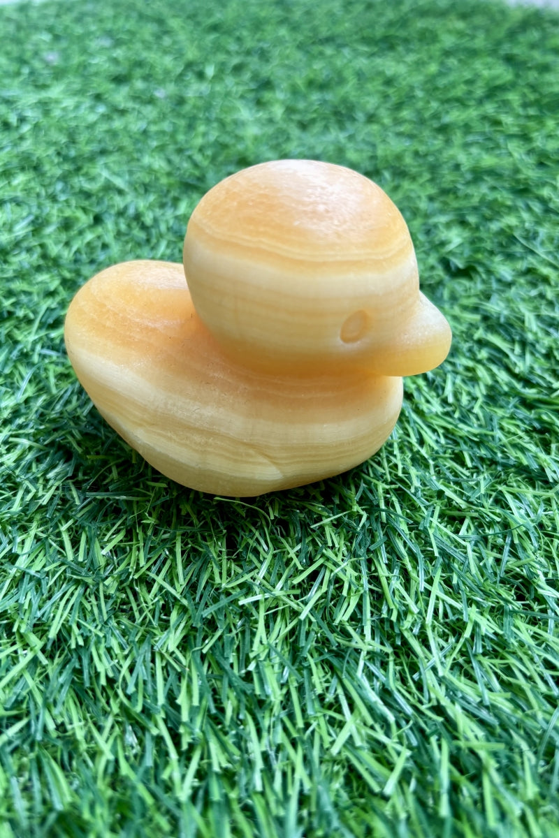 Cute Yellow Calcite Duckie Carvings 2.93"