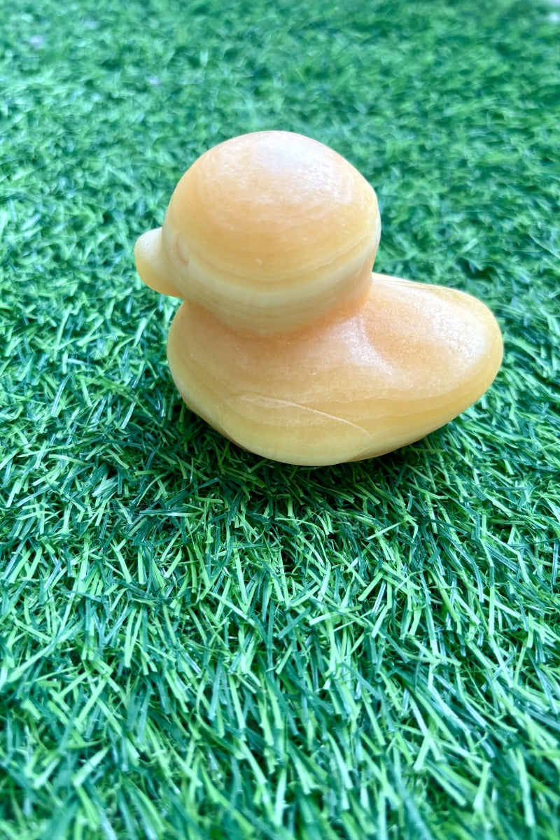 Cute Yellow Calcite Duckie Carvings 2.93"