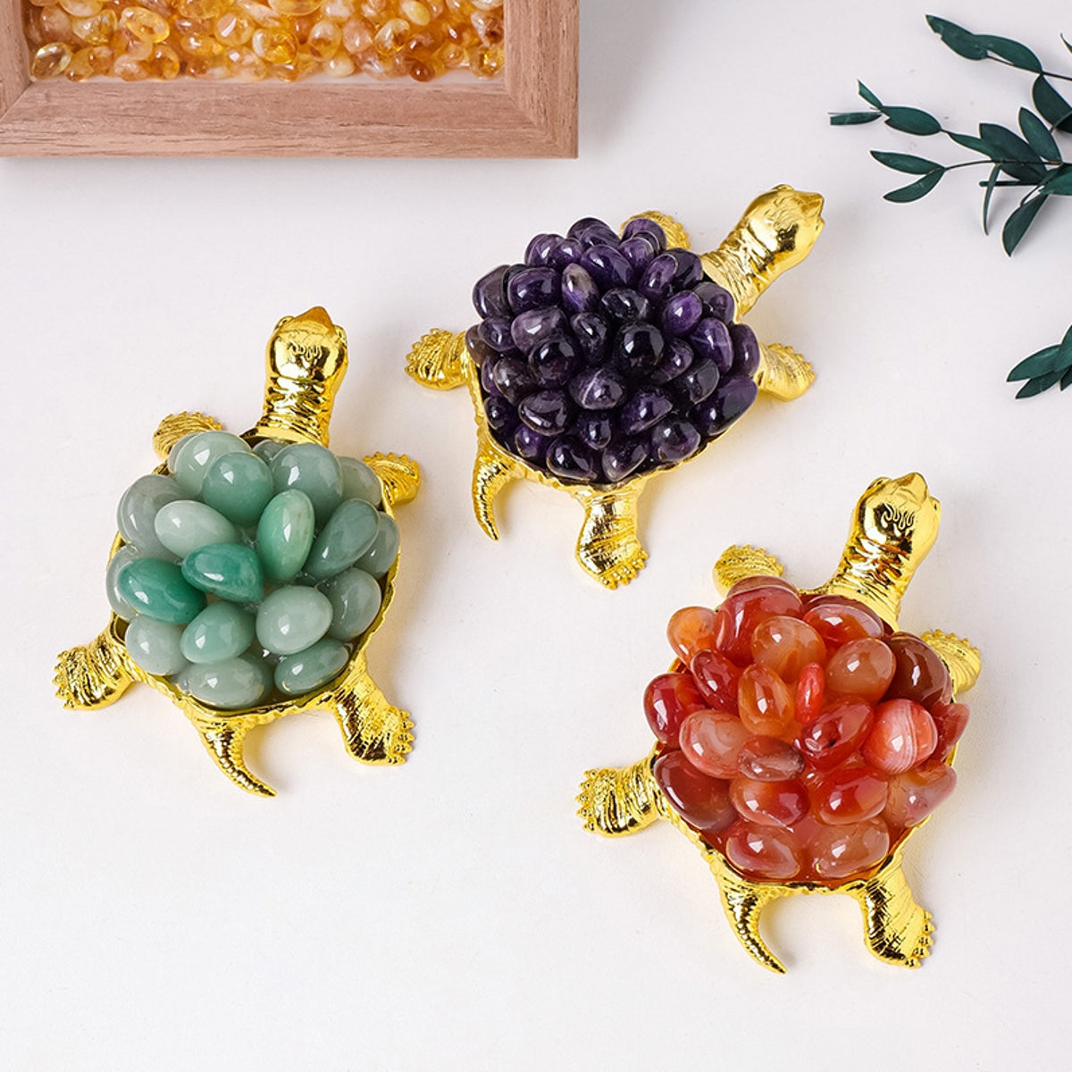 DIY Turtle Ornament Crystal Carvings 4.53"