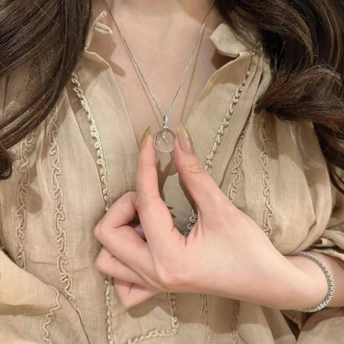 DIY White Quartz Crystal Ball Pendant Accessories