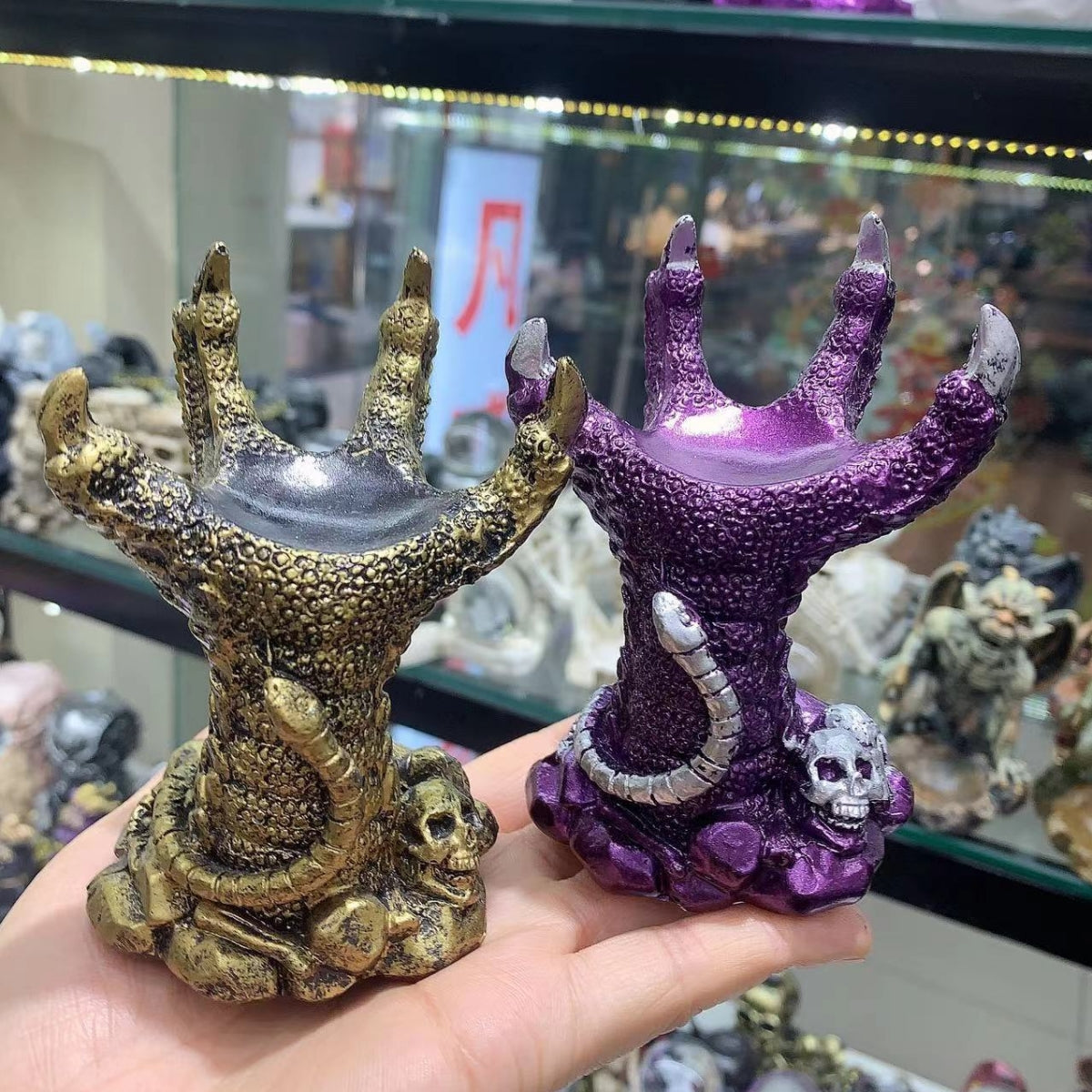 Dragon Claw Snake Skull Sphere Holders Resin Ball Bases 4.17"