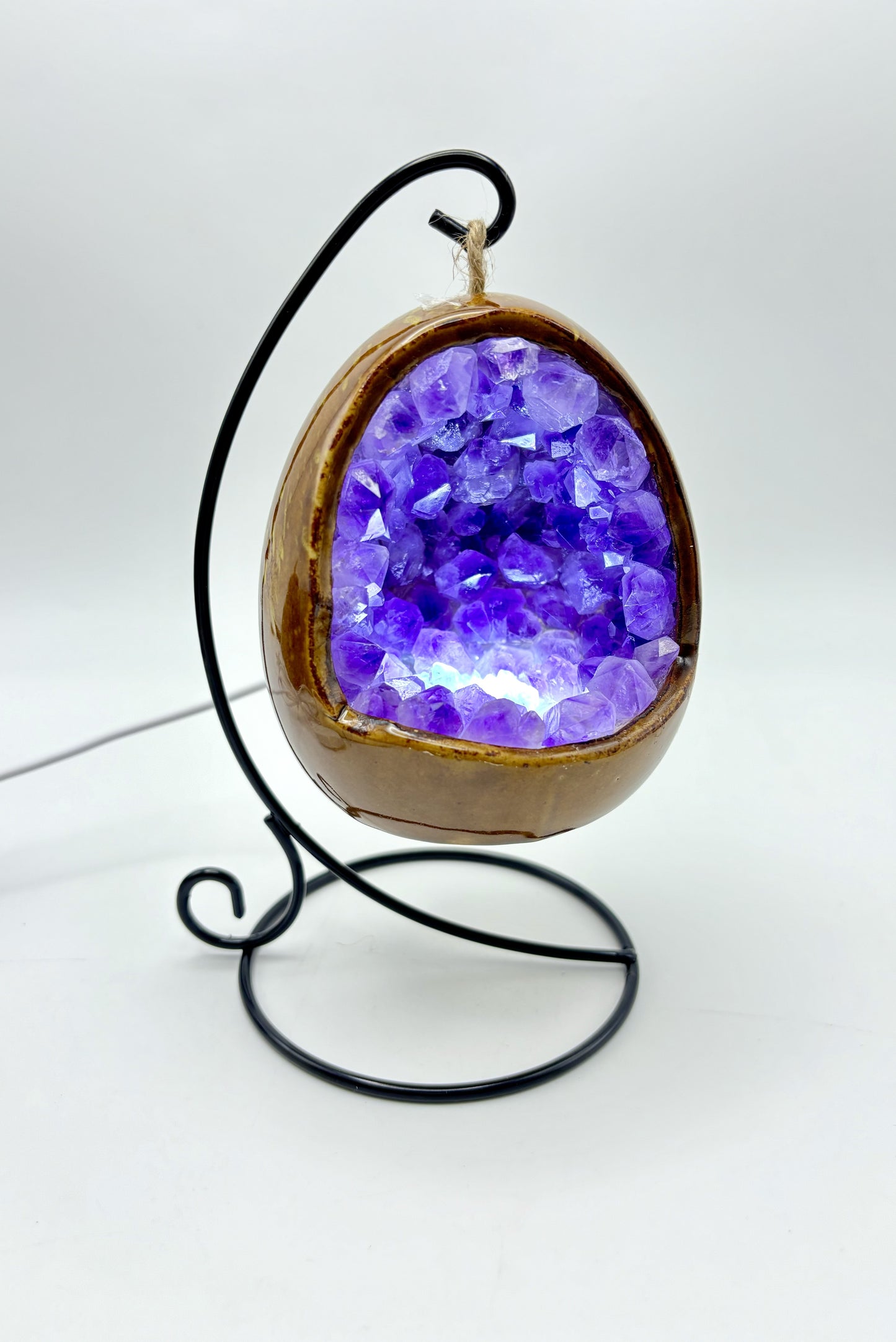 Dragon Egg Natural Crystal Lamps Amethyst Lights with Free Holders