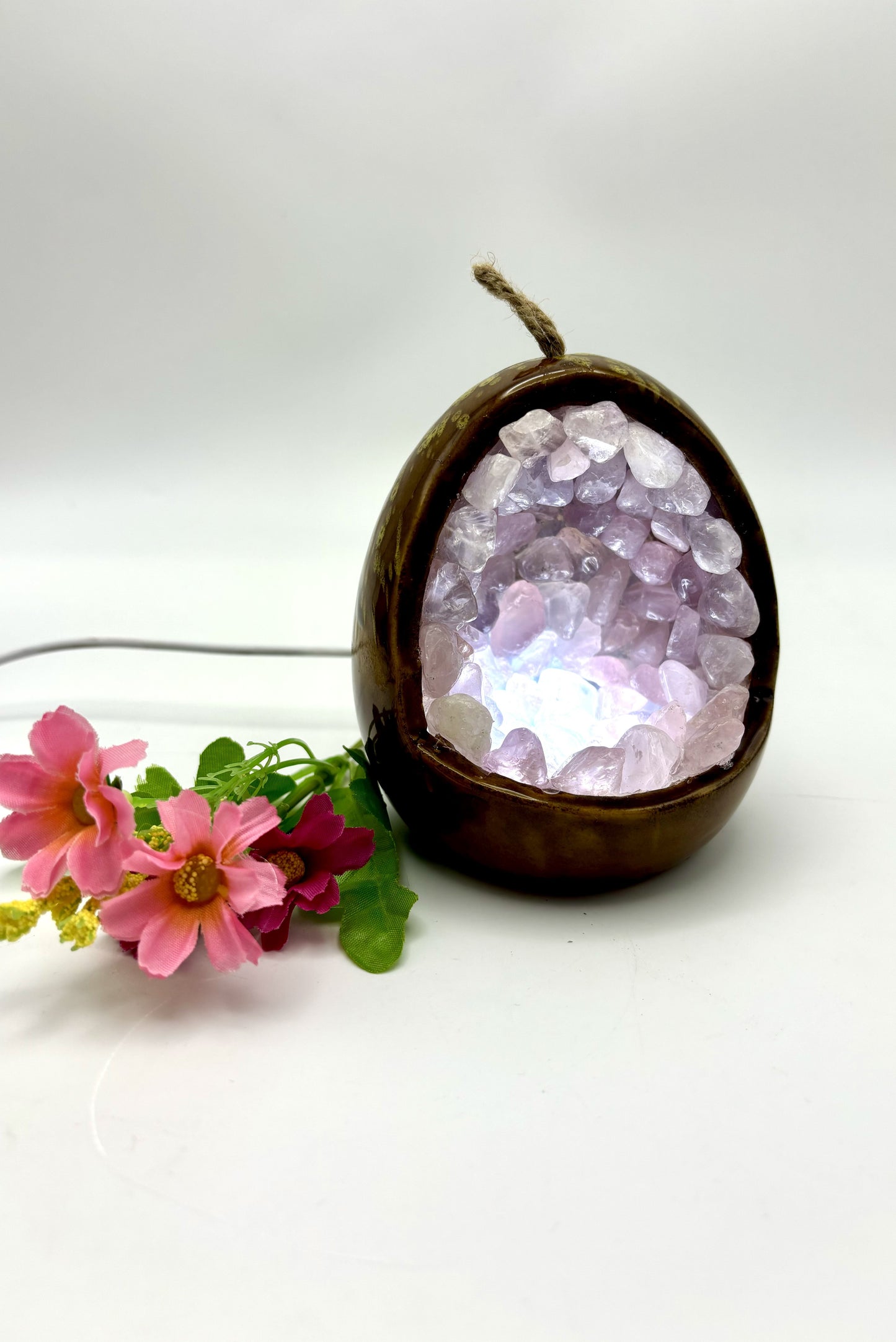 Dragon Egg Natural Crystal Lamps Amethyst Lights with Free Holders