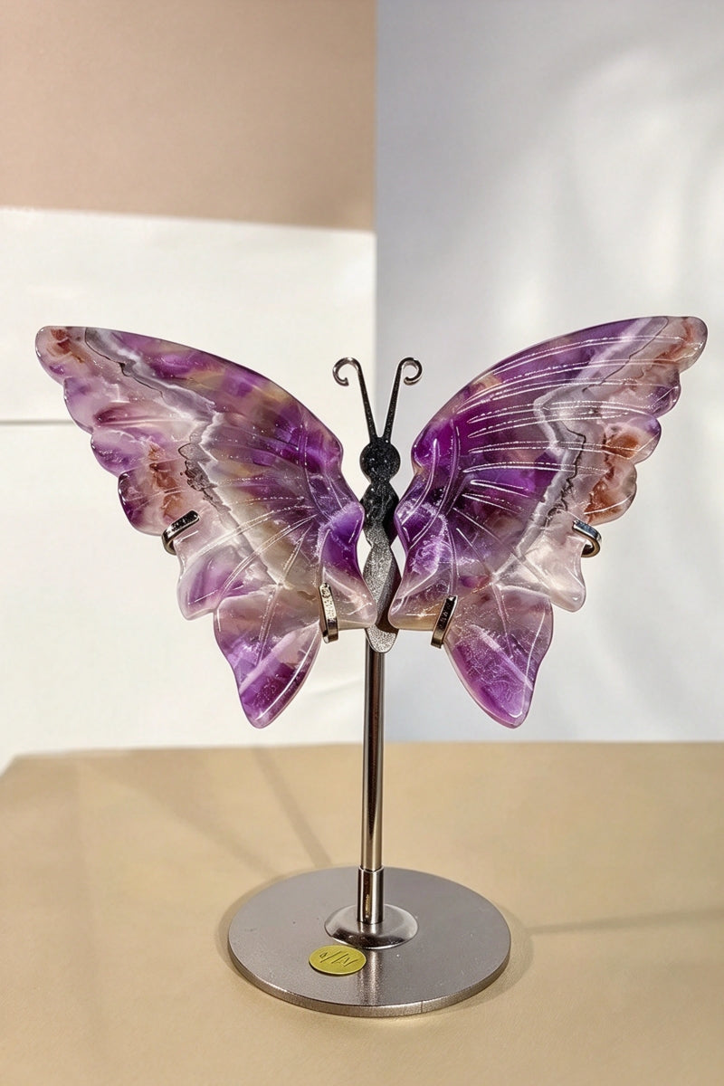 Dream Amethyst Butterfly Wings with Free Holders 5.9"