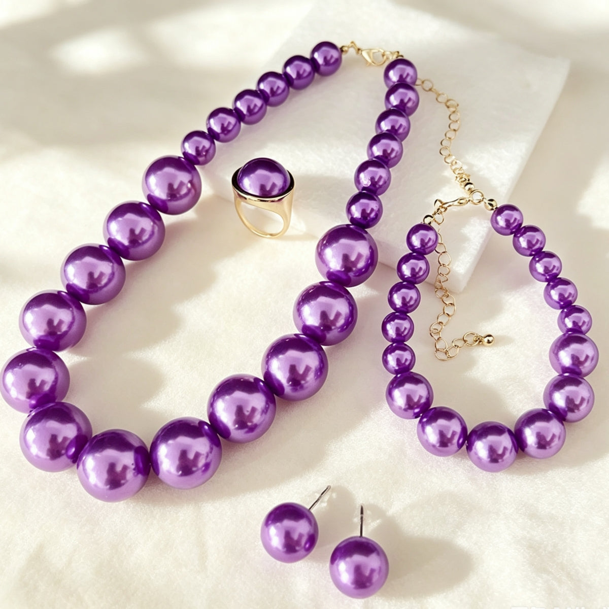 Elegant Vintage Pearl Necklace Collar Earring Set