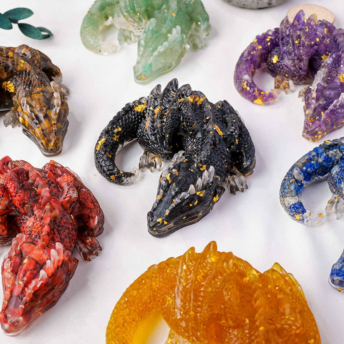 Epoxy Resin Crystal Evil Dragon Sleeping Dragon Doll Decoration 4.13"