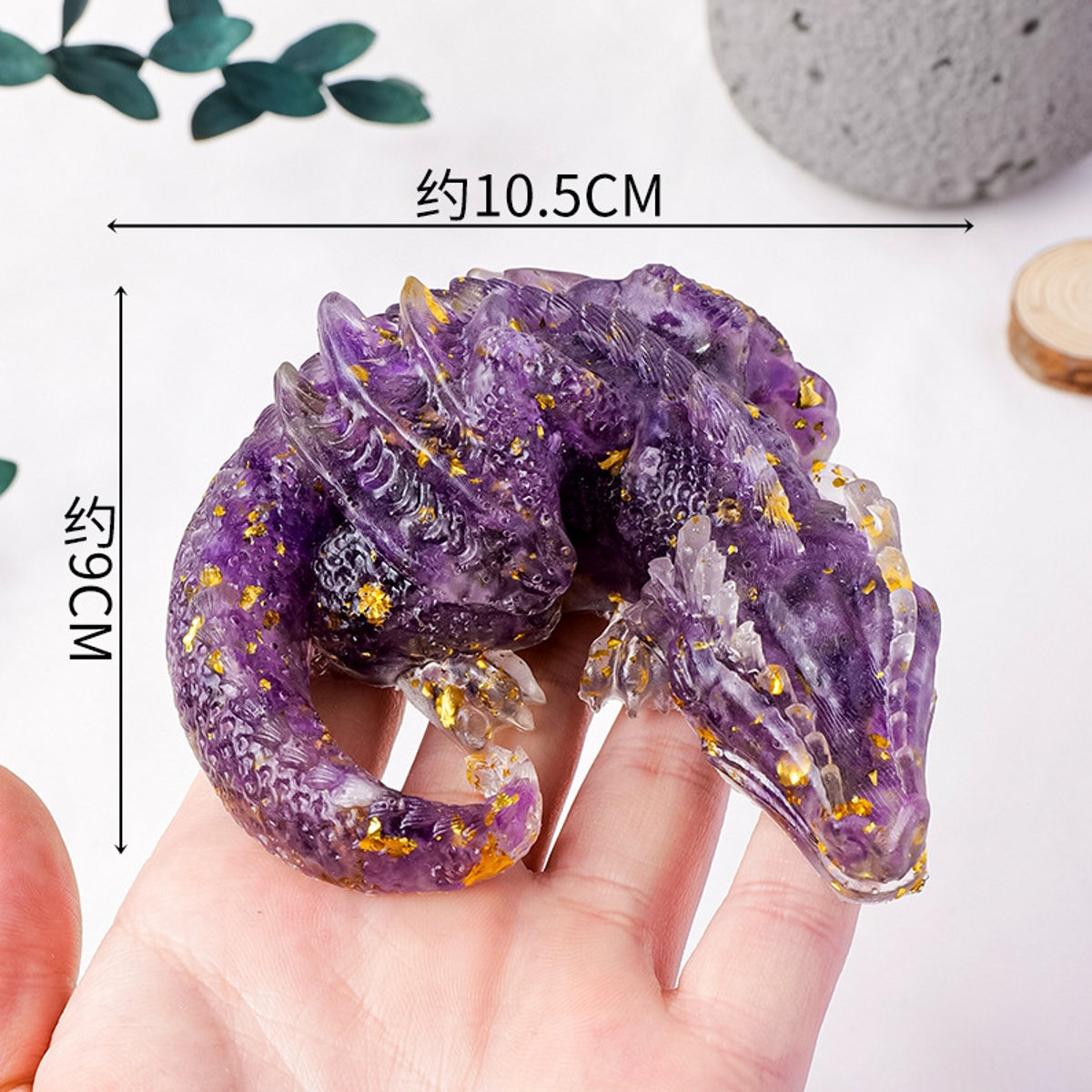 Epoxy Resin Crystal Evil Dragon Sleeping Dragon Doll Decoration 4.13"