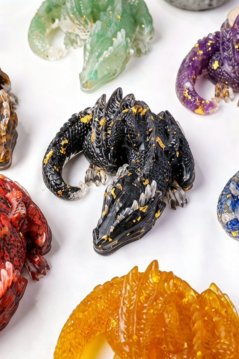 Epoxy Resin Crystal Evil Dragon Sleeping Dragon Doll Decoration 4.13"