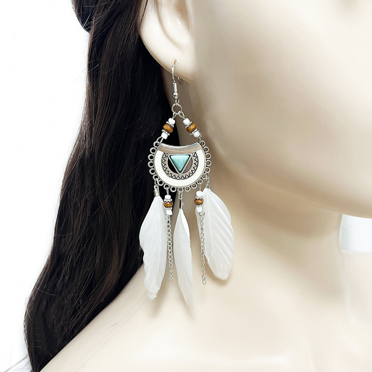 Ethnic Flirtatious Su Style Atmospheric Feather Earrings A Pair