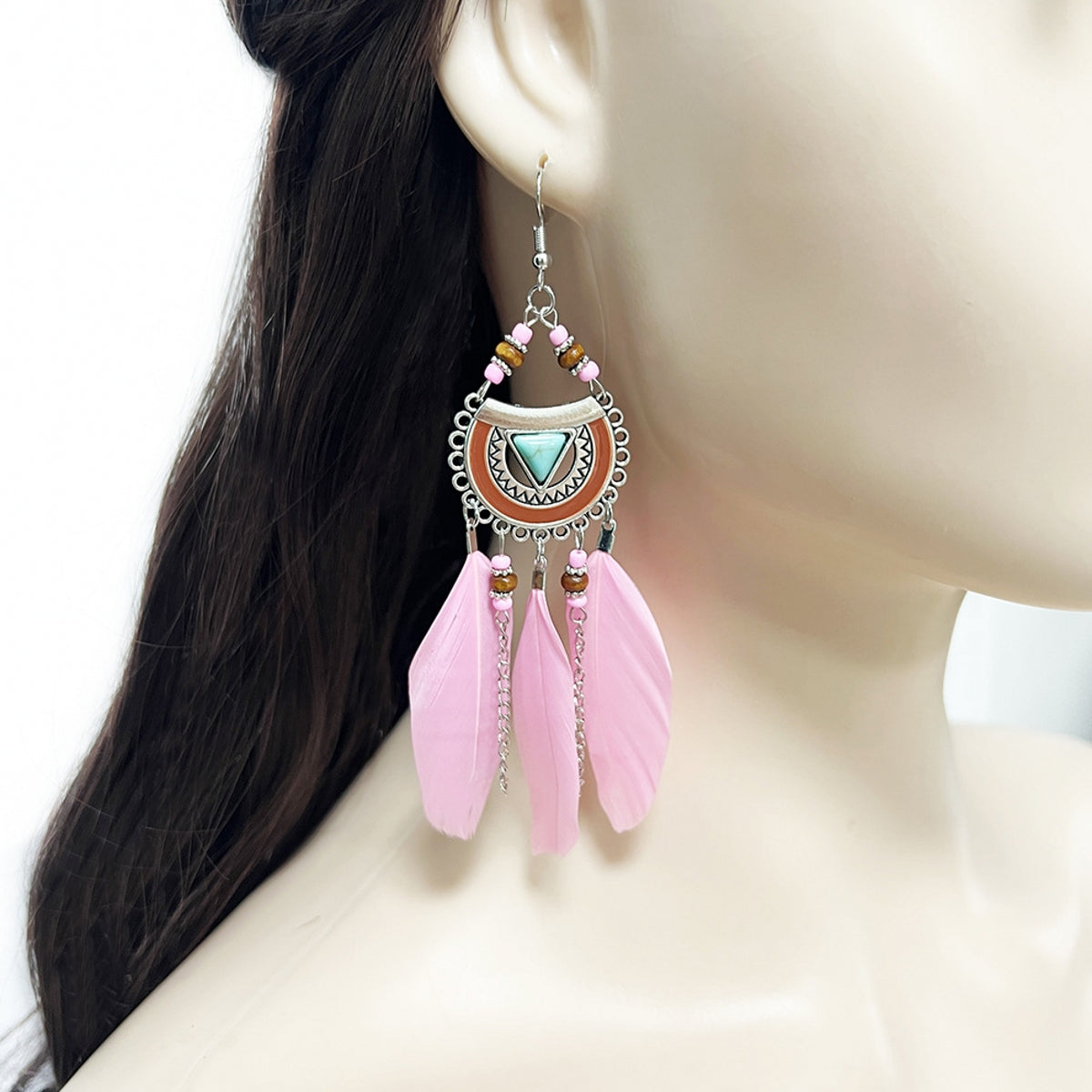 Ethnic Flirtatious Su Style Atmospheric Feather Earrings A Pair