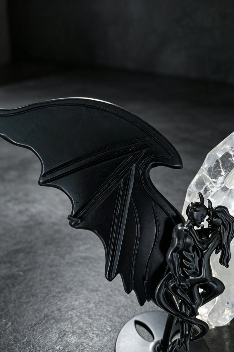Evil and Angel Wings Crystal Carving with Holder for Home Decoration