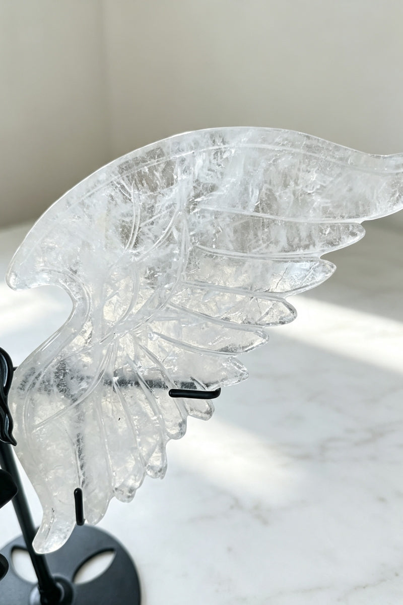 Evil and Angel Wings Crystal Carving with Holder for Home Decoration