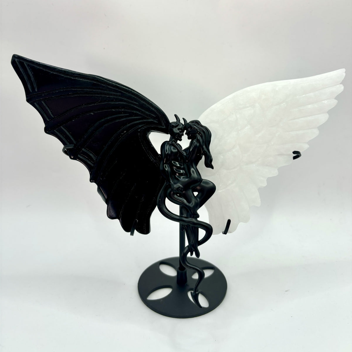 Evil and Angel Wings Crystal Carving with Holder for Home Decoration