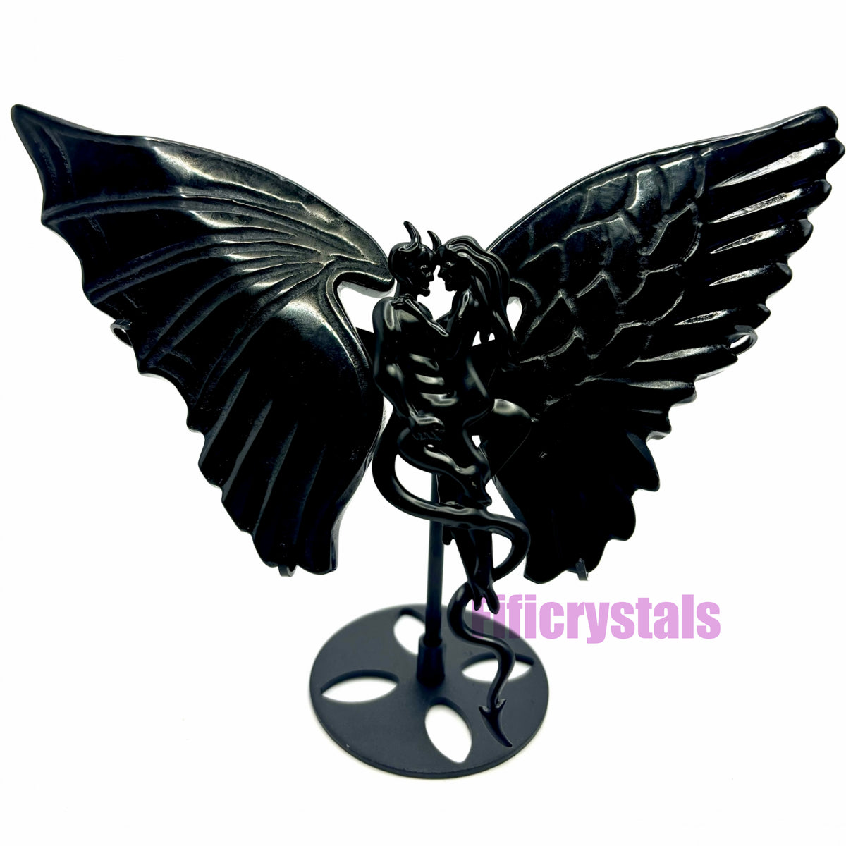 Evil and Angel Wings Crystal Carving with Holder for Home Decoration