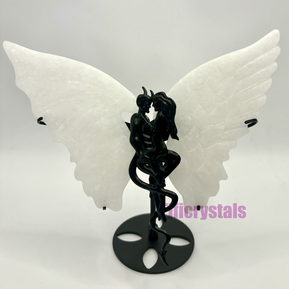 Evil and Angel Wings Crystal Carving with Holder for Home Decoration