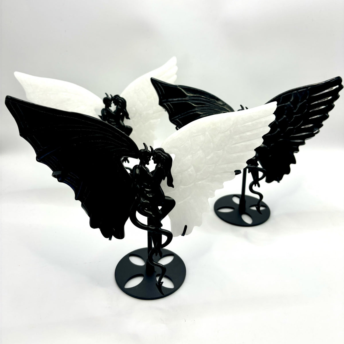 Evil and Angel Wings Crystal Carving with Holder for Home Decoration