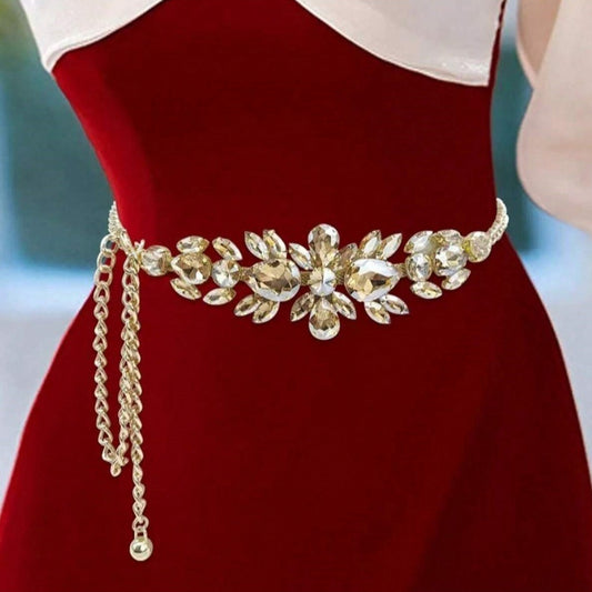 Fashion Water-Crystal Chain Waist Belt
