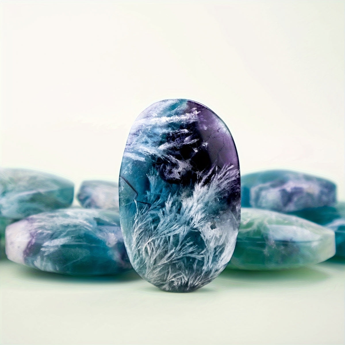 Feather Fluorite Citrine Amethyst Palm Stone