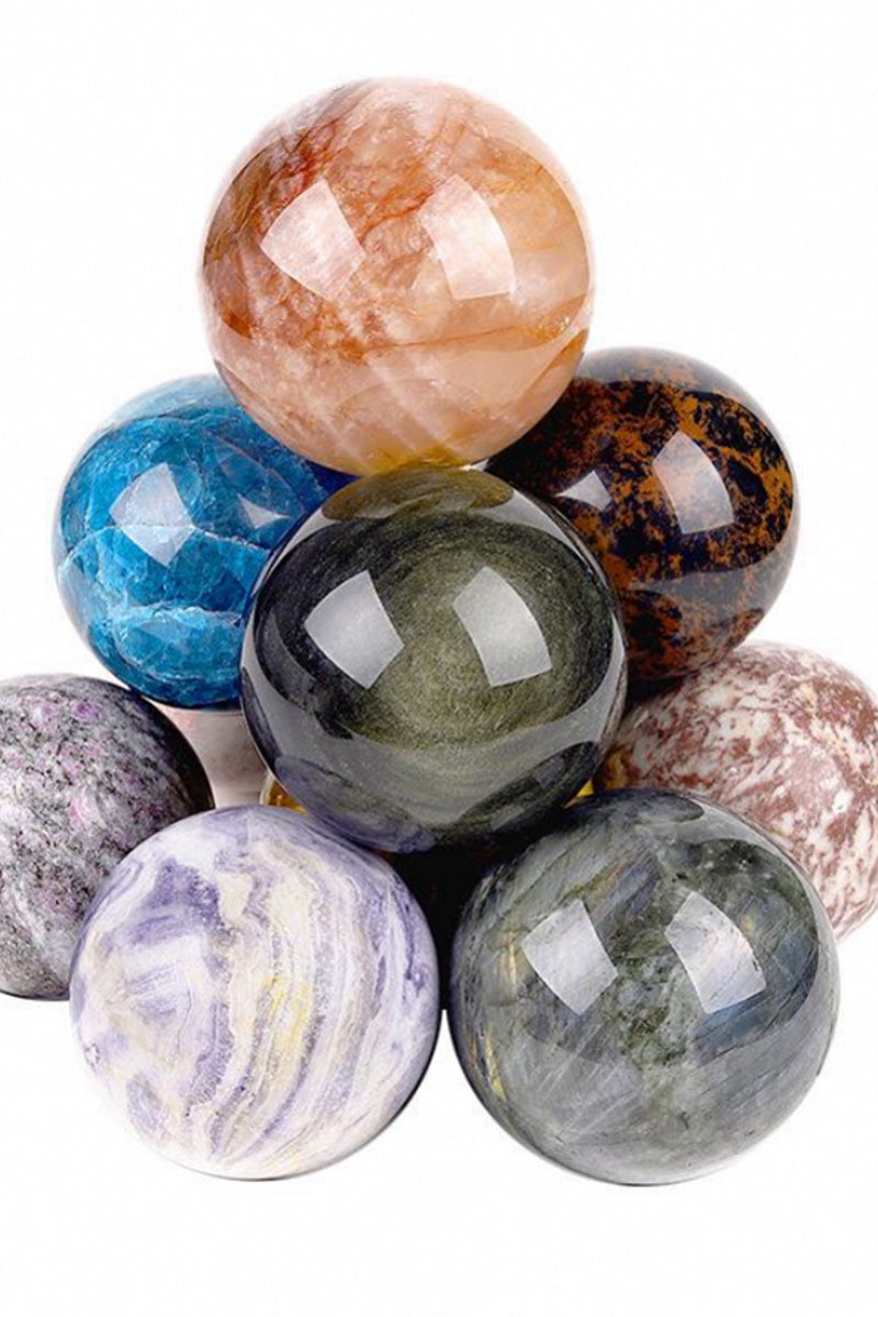 Fire Quartz Red Moss Agate Trolleite Sphere Crystal Balls 1.96"