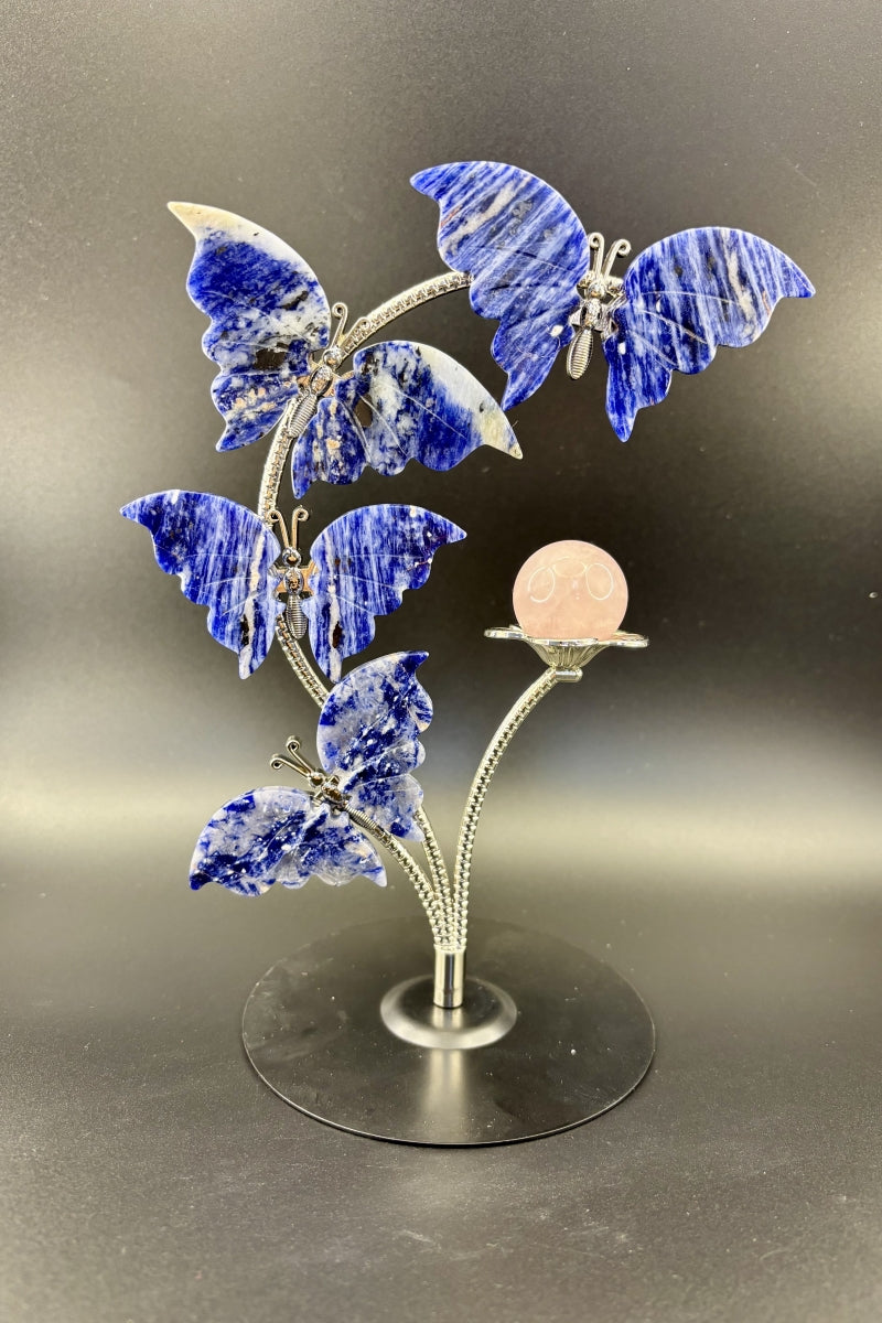 Four Butterflies Sphere Holder Small Ball Stand in Different Materials with A Free Sphere