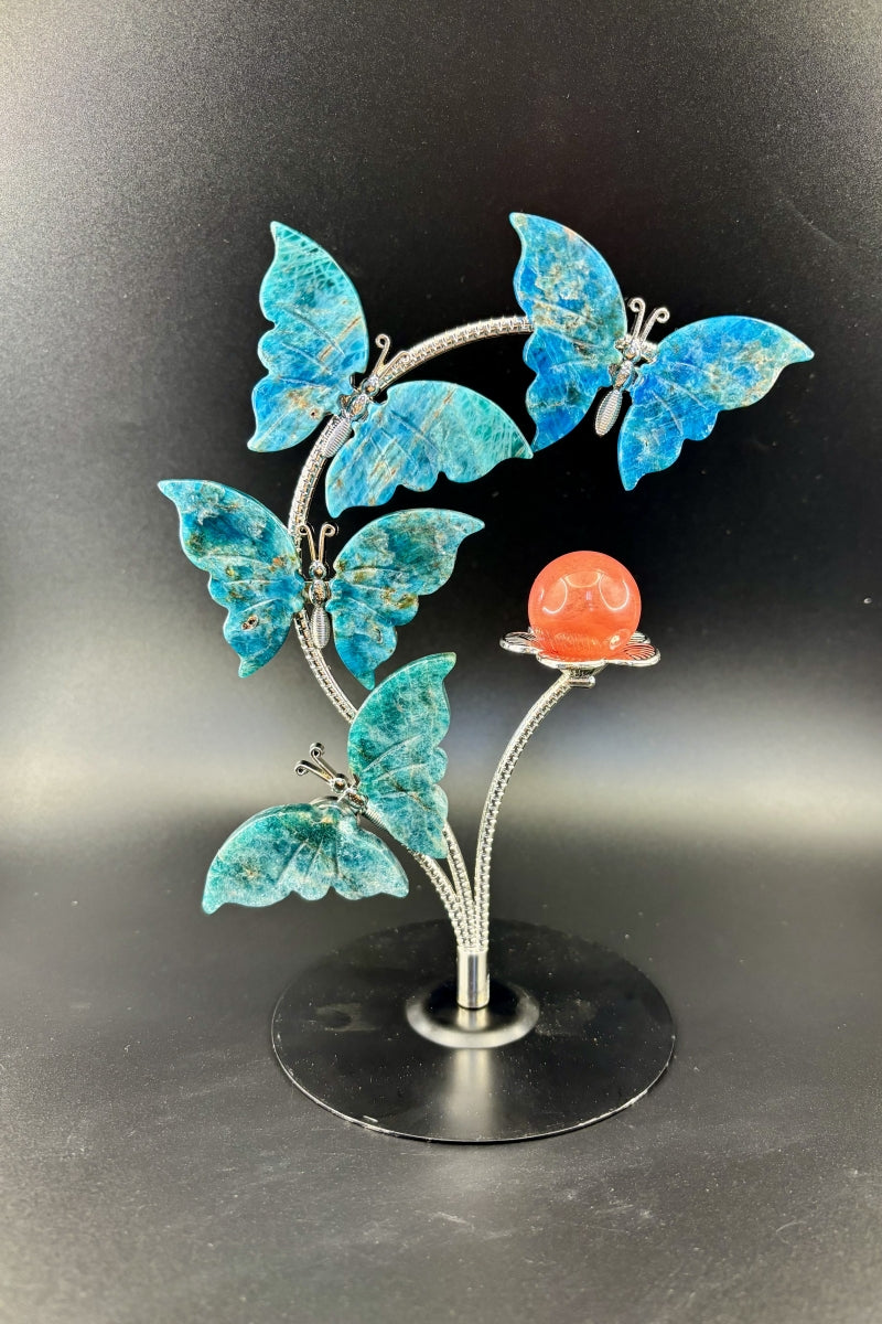 Four Butterflies Sphere Holder Small Ball Stand in Different Materials with A Free Sphere