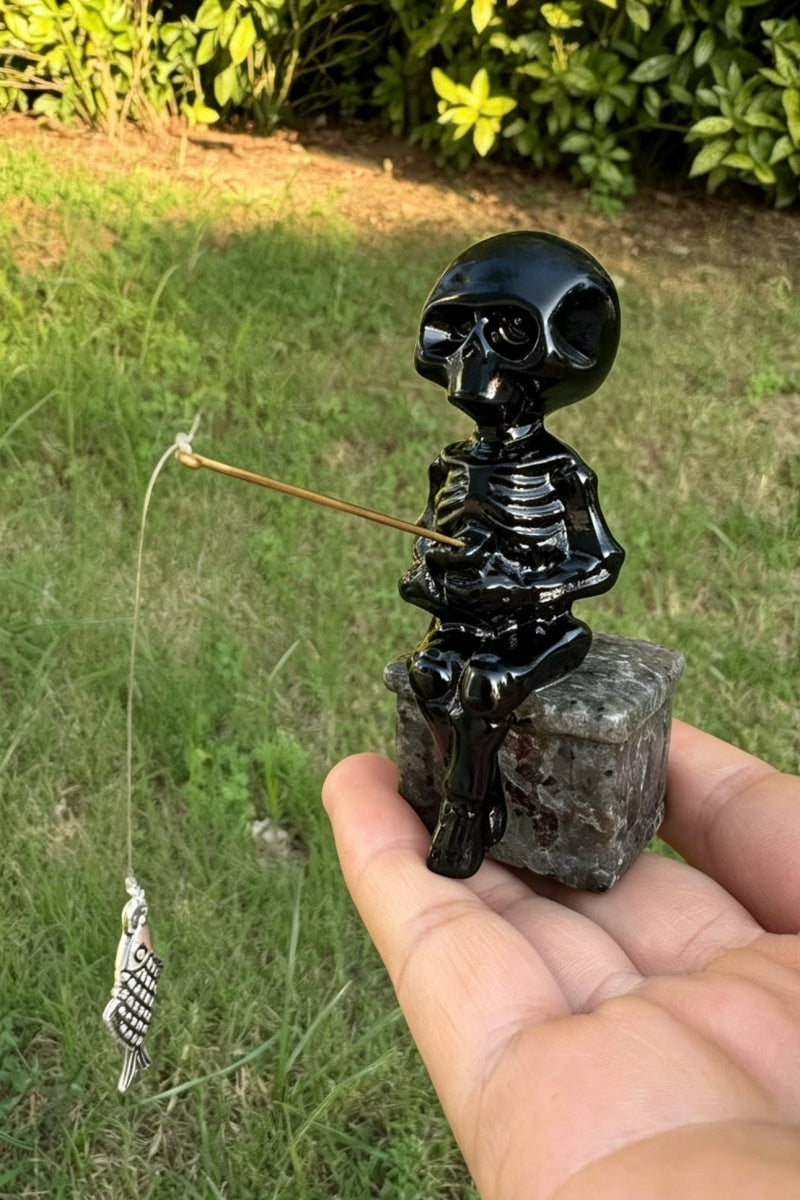 Fun Fishing Skeleton Halloween Decoration Carvings