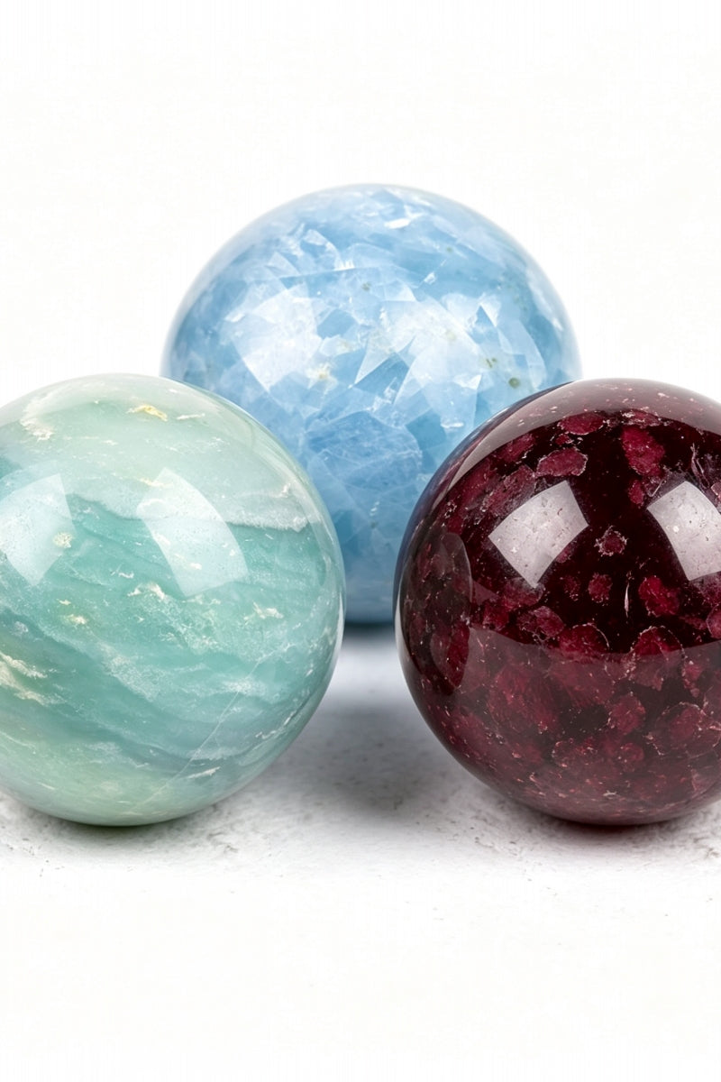 Garnet Caribbean Calcite Celesite Sphere Crystal Balls 1.96"