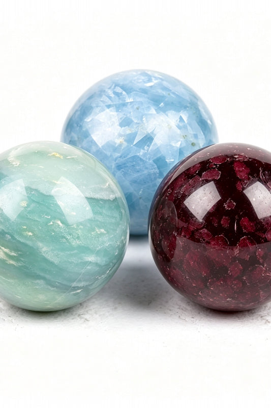 Garnet Caribbean Calcite Celesite Sphere Crystal Balls 1.96"