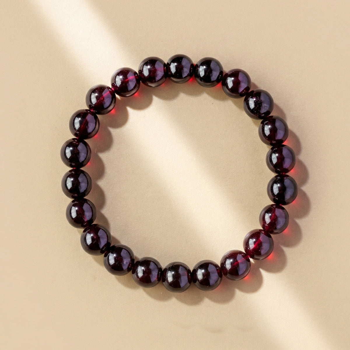 Garnet Single Row Round Bead Bracelet