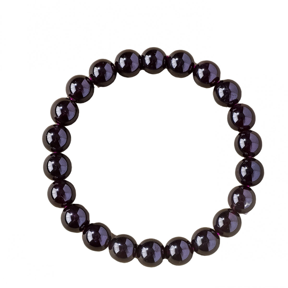 Garnet Single Row Round Bead Bracelet