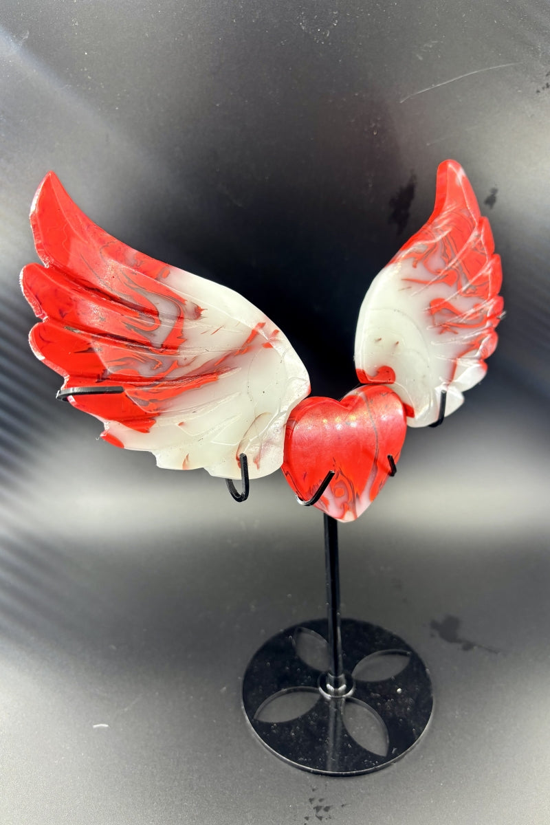 Gorgeous Chicken Blood Heart Angel Wings with Free Holder