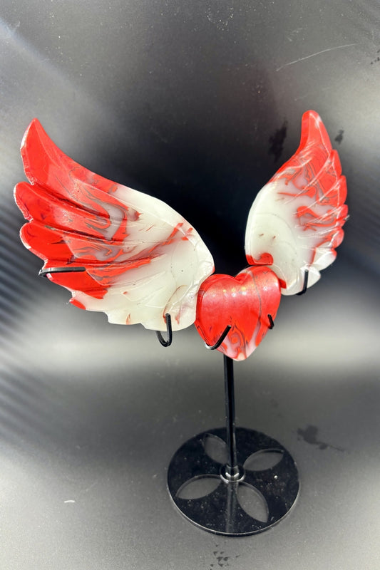 Gorgeous Chicken Blood Heart Angel Wings with Free Holder