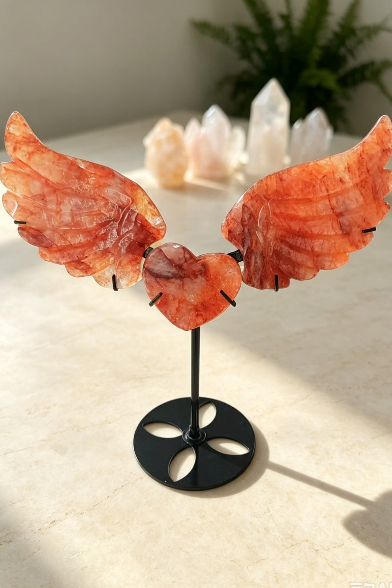 Gorgeous Chicken Blood Heart Angel Wings with Free Holder
