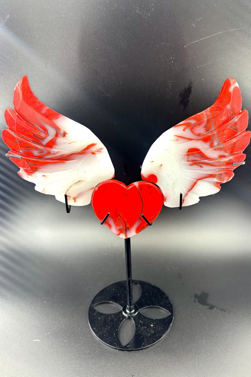 Gorgeous Chicken Blood Heart Angel Wings with Free Holder
