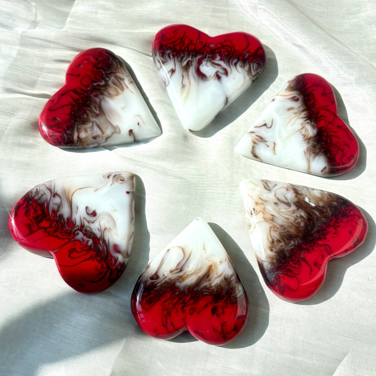 Gorgeous Chicken Blood Stone Hearts with Free Holders 3.35"