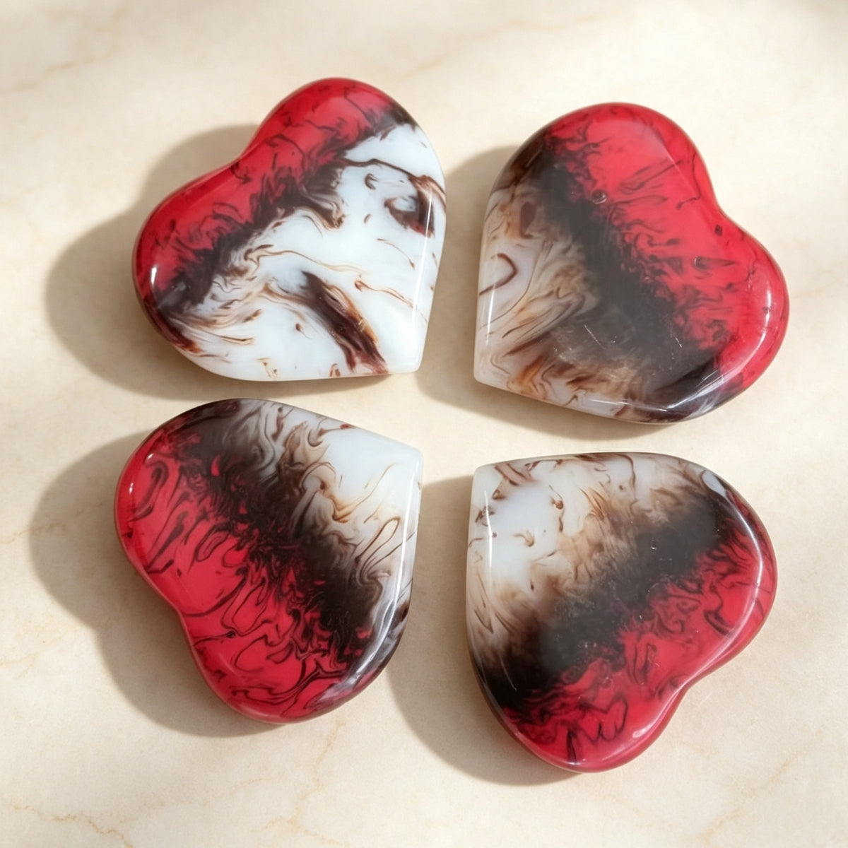 Gorgeous Chicken Blood Stone Hearts with Free Holders 4"