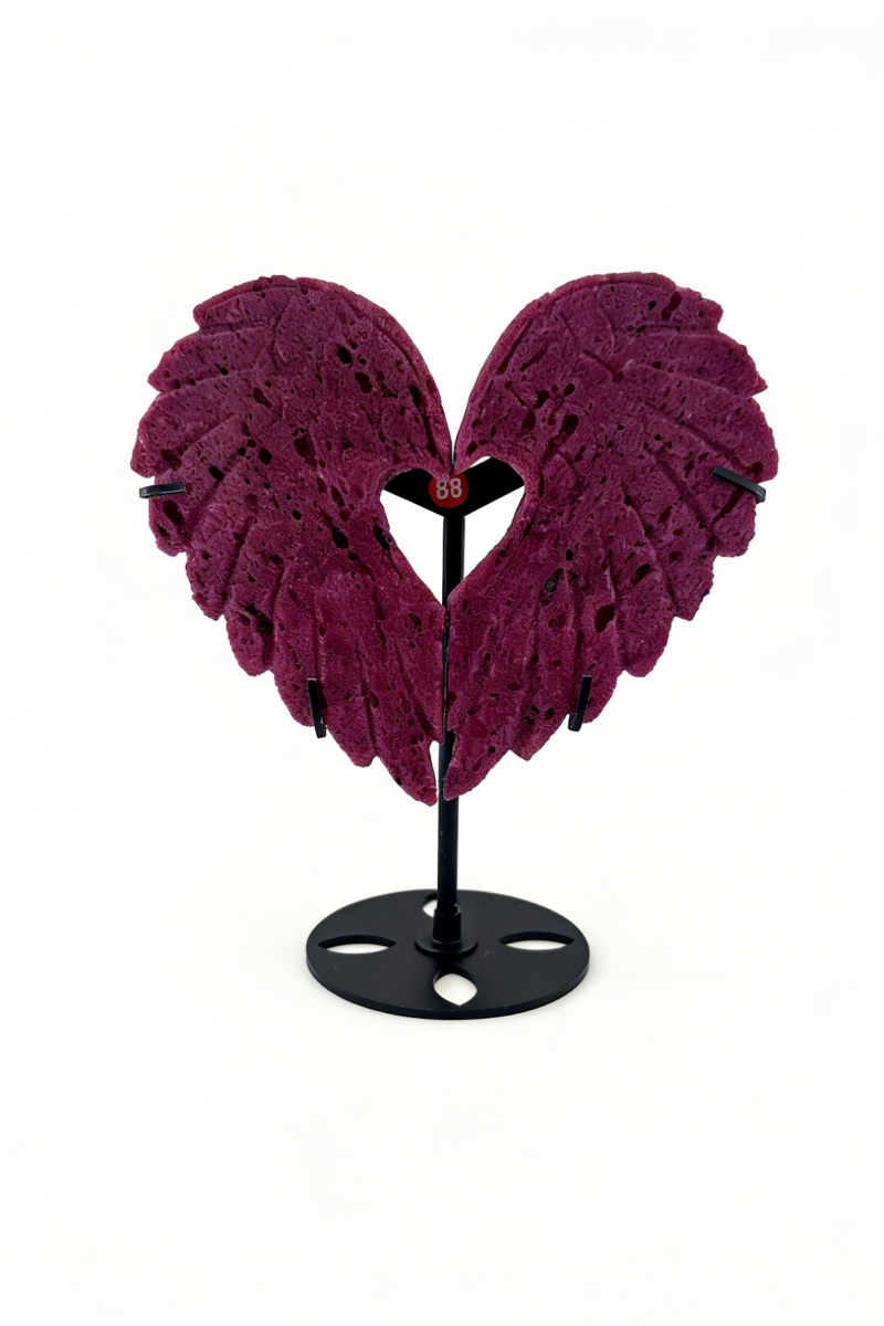 Gorgeously Flashy Ruby Heart Wings with Free Holder