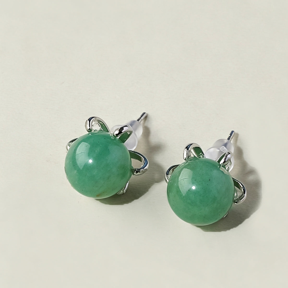 Green Aventurine Crystal Ball Earrings