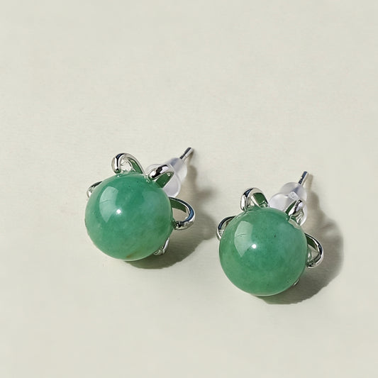 Green Aventurine Crystal Ball Earrings