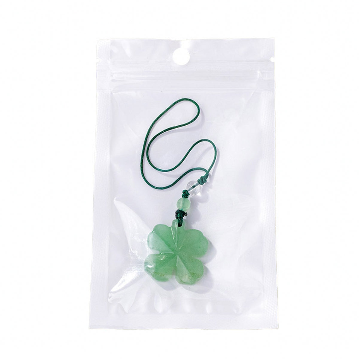 Green Aventurine Four-Leaf Clover Phone Charm and Car Keychain