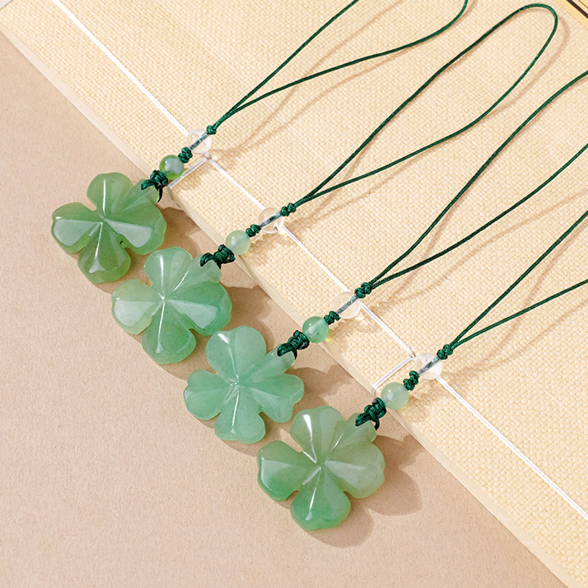 Green Aventurine Four-Leaf Clover Phone Charm and Car Keychain