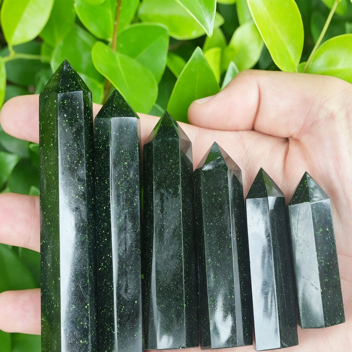 Green Sandstone Crystal Towers Tall 1.57"-3.94"