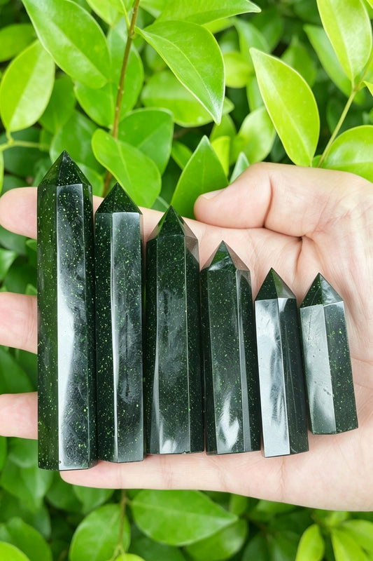 Green Sandstone Crystal Towers Tall 1.57"-3.94"