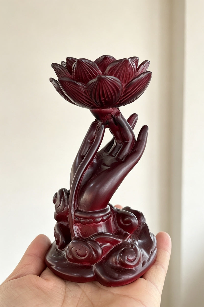 Guanyin Hand Holding a Lotus Resin Ornament Sphere Holders