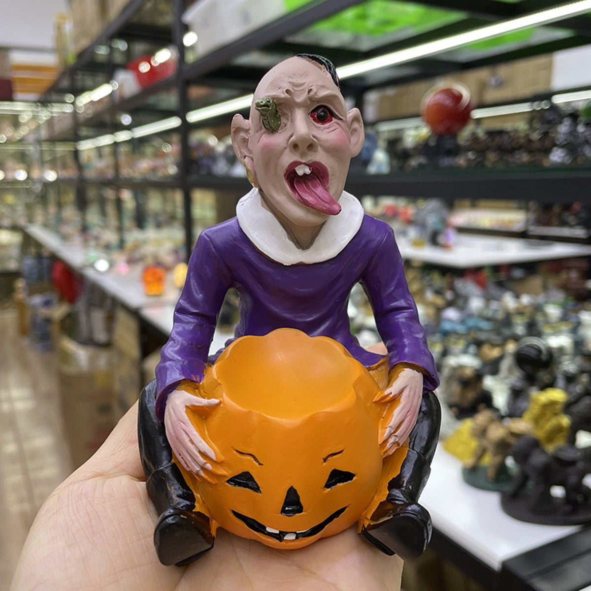 Halloween Pumpkin Ghost Head Resin Craft Ornament Sphere Holders