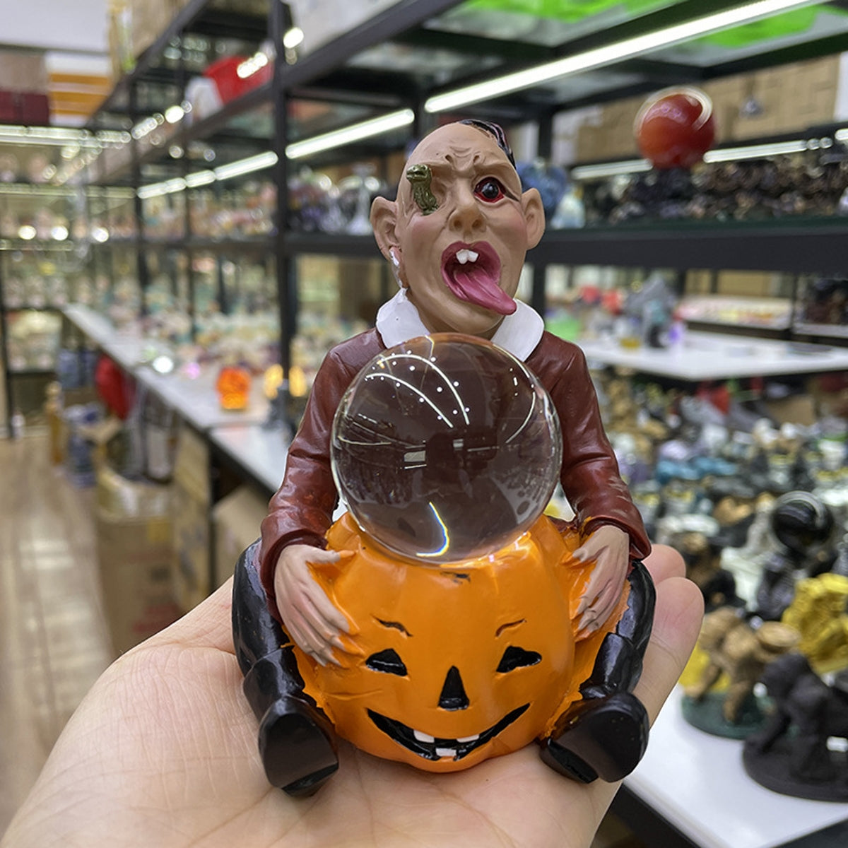 Halloween Pumpkin Ghost Head Resin Craft Ornament Sphere Holders