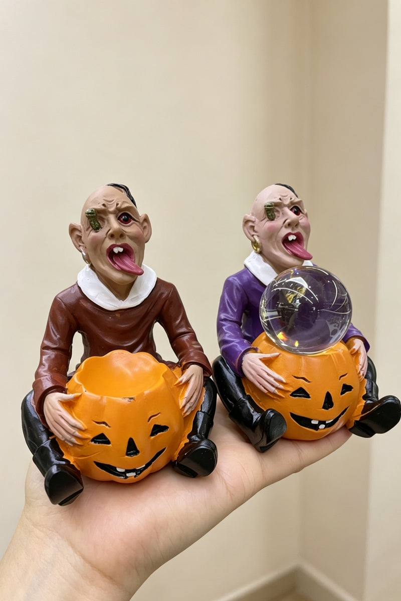 Halloween Pumpkin Ghost Head Resin Craft Ornament Sphere Holders