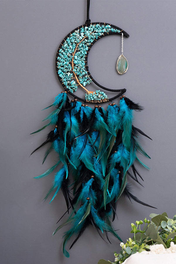 Handmade Dream Catcher with Feathers Turquoise Tree of Life Wall Hanging