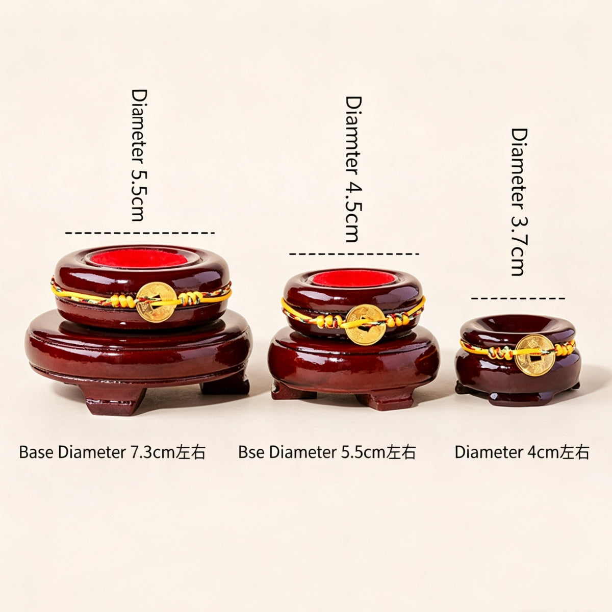 Handwoven Rope Coins Wood Sphere Holders