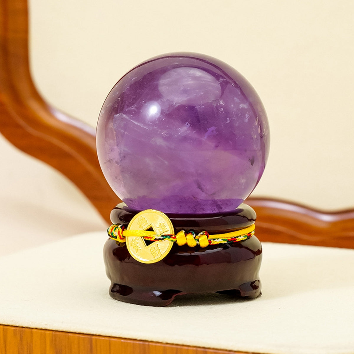 Handwoven Rope Coins Wood Sphere Holders